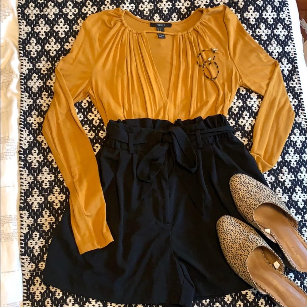 Black Paper-Bag Shorts